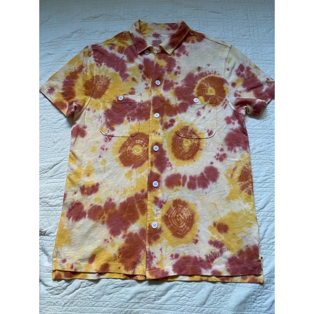 NWT J. Crew Men's multicolored tie-dye short sleeve camp shirt S Small NEW